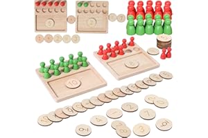 TEUVO Juguetes Montessori Juegos Matemáticos, Montessori Juegos Educativos Madera Juego de Matematicos Abacos para Niños Primaria Temprano Matemáticas Aprender Juguetes para Niños 3 4 5 6 7 8 Años