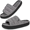 VeraCosy Men's Open-Toe Slide Slippers Memory Foam House Shoes