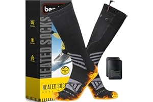 Bemkia Heated Socks for Men Women, Rechargeable Heated Ski Socks with 7.4V 3000mAh Battery, Electric Thermal Socks Winter Foot Warmer for Camping Hiking Skiing