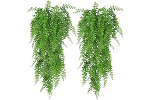 Huryfox Planta Artificial Colgante de Helecho - Decorativas de Hojas de Hiedra Falsa para Interiores y Exteriores, Decoración de Follaje Falsificado para Sala de Estar, Cocina, Balcón, Jardín