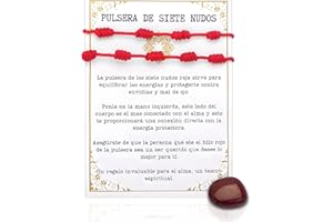 ADEGO 2 Pulsera 7 Nudos Roja + Piedra Natural Sorpresa - Pulsera Mal de Ojo Unisex, Pulseras de hilo - Amuleto para Atraer la Buena Suerte y Brindar Protección - Pulsera para Parejas (Pulsera)