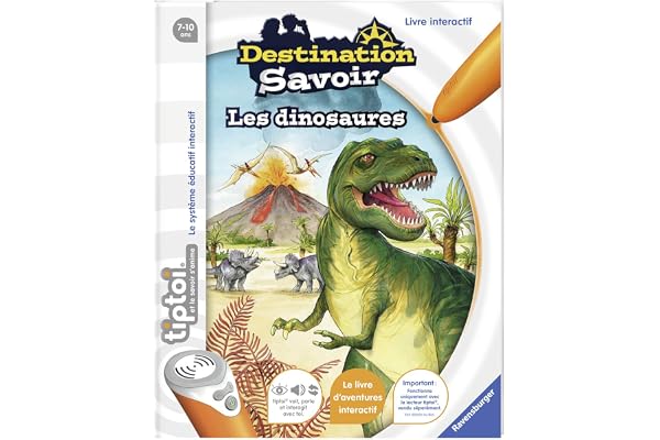 Ravensburger - Livre d'aventure interactif tiptoi - Destination savoir Les dinosaures - Jeux électroniques éducatifs sans écran et en français - A partir de 7 ans - 00599