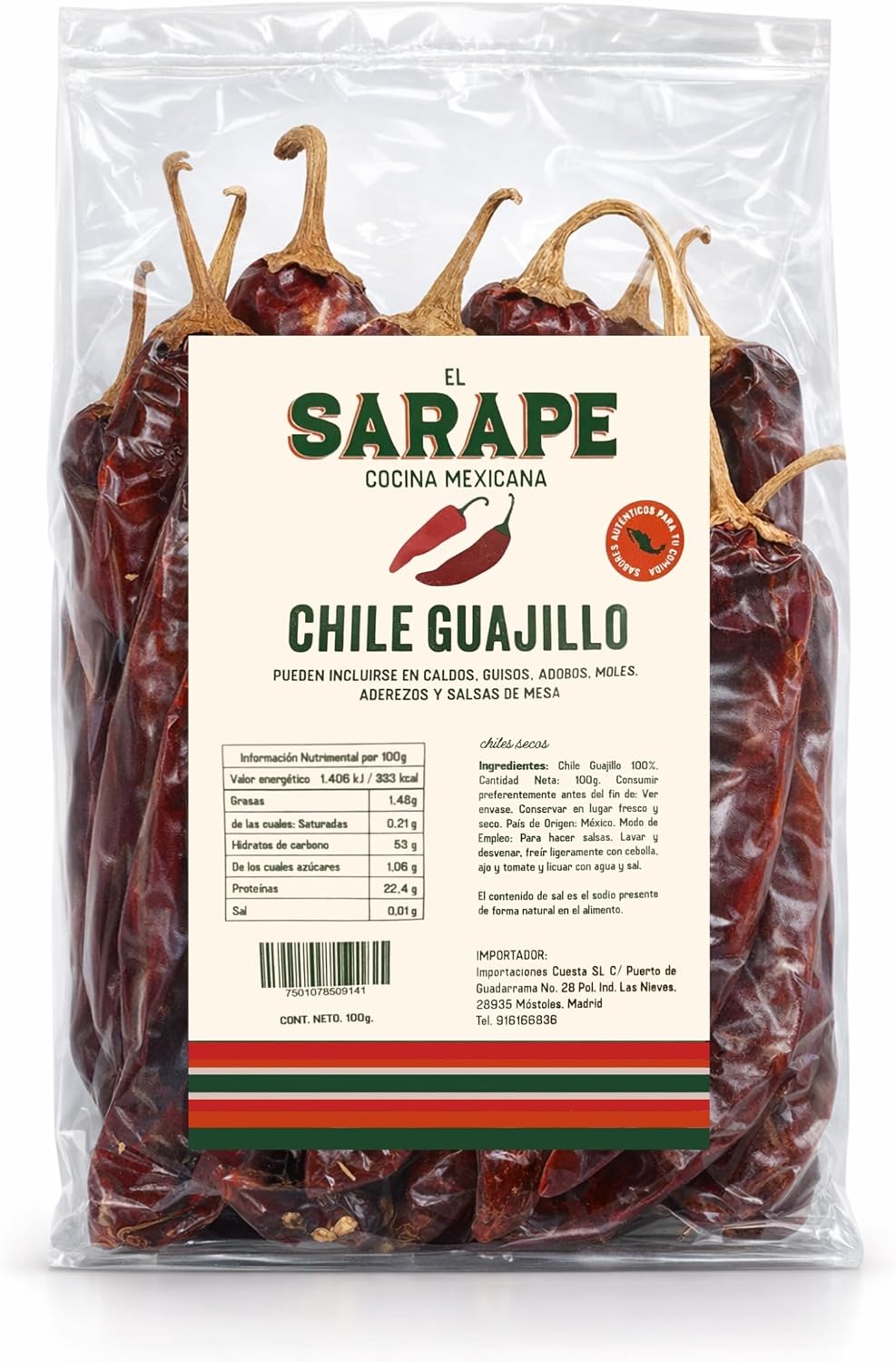 Chile Guajillo 100 g - Auténtico Chile Deshidratado para Salsas, Moles y Guisos Tradicionales - Pack Laborawi (Chile Guajillo)