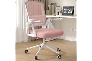 naspaluro Sedia da Ufficio Scrivania Ergonomica, Con Braccioli Pieghevoli, Altezza Regolabile, Seduta e Schienale in Rete Respirante, Girevole con Ruote, Funzione Oscillante Rosa