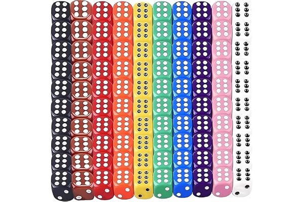 Tärningsspel, 100 stycken 6-sidiga tärningar 10 färger genomskinliga runda hörntärningar kasino tärningar brädspel