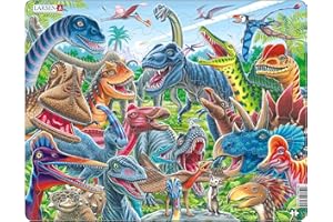 Larsen CZ4 Selfie - Dinosauri Allegri, Puzzle Incorniciato con 43 pezzi