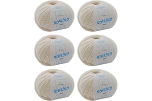 Merinowolle zum Stricken - Merinowolle naturweiß (Fb 7800) - 6 Knäuel natur weiße Merino Wolle - Strickgarn Merinowolle + GRATIS MyOma Label - 50g/120m - MyOma Wolle - weiche Wolle - Merinogarn