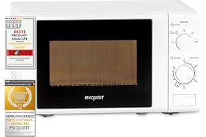 Exquisit Mikrowelle MW 802 | 700 W Leistung | 20 L Garraum | Microwellengerät platzsparend | Lackierter Innenraum | Timer | w