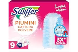 Swiffer Duster Piumini Cattura Polvere, 9 Piumini, Rosa, Cattura e Intrappola Polvere e Sporco, Raggiunge I Punti più Difficili della Casa, Maxi Formato