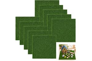 FDHBDF 10 stycken mini konstgräs 15 x 15 cm, realistiskt konstgräs för pyssel, miniatyrträdgård, dockhus dekoration, inomhus gör-det-själv landskapstillbehör