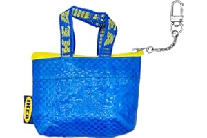 Ikea Knölig Frakta Mini Tasche Tüte Reißverschluß blau+Kette für Schlüsselbund
