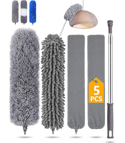 Extendable Microfiber Duster With Bendable Head - 55 Inch Gap Cleaner For Furniture & Ceilings
