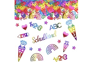 ParPix Pack of 100 Glitter School Decoration Confetti Large 1.5 - 8 cm, School Cone Decoration School Boy Girl, School Child 2025 Girls Boys Confetti Decoration, ABC 123 Sugar Cones School