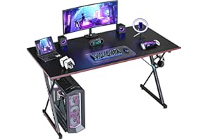 CubiCubi Gaming Desk 120cm PC Computer Desk, Home Office Desk Table Gamer Workstation, Simple Game Table, Black