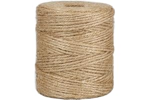 tenn well 3mm Jute Garden String, 200m Long Natural Jute Twine Brown String for Gift Wrapping, Gardening Floristry and Crafts Decoration
