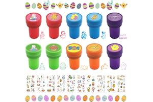 Lets Joy Timbre de Pâques, 10 Pièces Tampons Enfants avec 10 Autocollants de Pâques, Jeu de Tampons Pâques pour Enfants, Convient pour la Fête de Pâques des Enfants