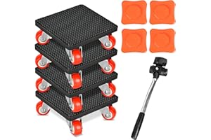 LEKEFETO Set di 4 ruote per trasporto mobili con sollevatore, ruote per mobili, carrello per mobili pesanti con strumento di sollevamento per trasloco di mobili pesanti, capacità di carico 400 kg