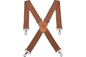 WELKINLAND Brown 2 inch wide suspenders, Heavy duty work Swivel Thick suspenders for men, hook, with belt loops,Suspenders men snap