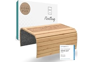 D&D Living® Sofatablett - Couch Ablage flexibel für Armlehne mit Anti-Rutsch Kork Pad | Tablett für Sofa mit 47x34 cm, nachhaltiges Bambus Natur Groß