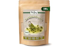 Biojoy Ekologiska malda kardemummakapslar, kardemummapulver, 100 g | Från Guatemala, perfekt för kryddning, Elettaria cardamomum L.