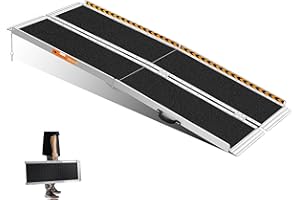 ‎GARDHOM Rollstuhlrampe 183CM, gardhom Max. 362KG Ladekapazität Anti-Rutsch Alu Klapprampe für Rollstuhlfahrer oder Rollator, Schwellenrampe für Heimtreppen Treppen Türen Mobilitätsroller