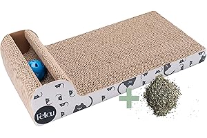 FELLOU riijk Tappetini Tiragraffi per Gatti con Erba Gatta - Gatti Giochi di Cartone - Antiscivolo con Palla Campana