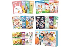 Elfew Confezione da 20 Piccoli Libri di attività per Bambini dai 4 agli 8 ai 12 Anni. Gioco e colorazione per Feste per Bambini, Include Ricerca di Parole, labirinti, Trova la Differenza, DOT to Do