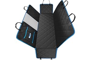 JUST PET ZONE Dog Hammock for Car Back seat with Mesh Visual Window, Side Flaps with Zipper, Padded 4 Layers Waterproof Heavy Duty Hammock with Storage Bag, Scratch Proof Nonslip Pet Car Seat Cover