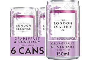 THE LONDON ESSENCE CO. London Essence, Grapefruit & Rosemary Tonic, Premium Cocktail Mixer, 150ml, Pack of 6 cans, No Artificial Colours Preservatives or flavours, Low Calorie