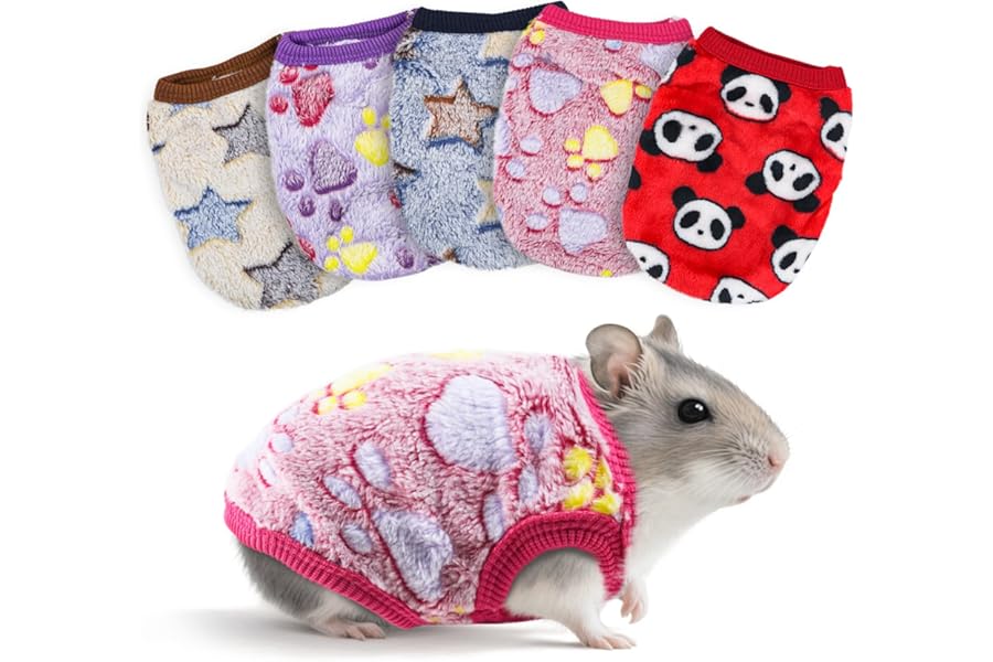 XXS Small Animal Clothes – 5 Pieces Bunny & Guinea Pig Outfits, Warm Vest & Soft T-Shirt Costume for Rabbits, Ferrets, Chihuahua Puppies, Mini Dogs, and Other Tiny Pets