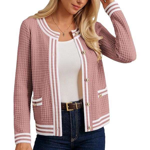 GRACE KARIN Damesvest, elegant, V-hals, lange mouwen, knopen, cardigan