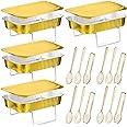 Maxcheck Disposable Chafing Dishes Buffet Set Chafer Wire Racks Buffet Stand Kit Dish Serving Trays Food Warmer Catering Supplies Included Serving Utensils and Stand(4 Sets,Large)