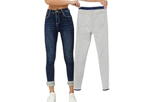 Yehopere Damen Winter Fleece Gef¨¹ttert Jeans Slim Fit Warm Skinny High Waist Denim Jeans