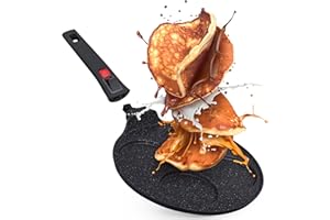 INTIGNIS Poêle à crêpes antiadhésive – Mini crêpière multi-trous avec poignée amovible, poêle à crêpes et crêpes de style américain 4 trous pour des crêpes individuelles parfaites (4 Smart)