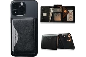 BENJ'ADORE MagSafe Kartenhalter – Magnetischer Kartenhalter aus Leder für iPhone 17/16/15/14/13/12 – Platz für bis zu 6 Karten – Slim Wallet fürs Handy – Starke Magnetkraft, schlankes Design (Schwarz)