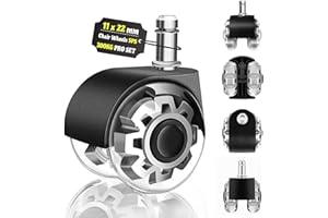 WECUTE Ruedas para Silla Oficina 11X 22MM, 5 Pcs Ruedas para Silla Oficina, 360 grados, rotación sin arañazos, para parquet, alfombras, laminado y azulejos, Silencioso, Seguro, Duradero (11 * 22MM)