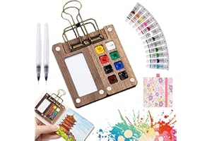 AUEJACKY Mini juego de acuarelas para acuarela, juego de viaje con clips de encuadernación, juego de acuarela portátil, juego de paletas de acuarela para pintores, artistas, estudiantes