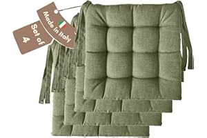 ‎IL TUO ARTIGIANO DESIGN Il Tuo Artigiano Design 4 Stuhlkissen im Set, 40 x 40 cm 6 cm dick, Polsterung aus Schaumstoff und weichem Acryl, Sitzkissen Stuhl 4er Set, Stuhlkissen Outdoor 40x40 (4, Khaki)