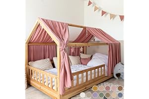 ‎LILIMAUS lilimaus Hausbett Himmel [in 12 Farben] Betthimmel Hausbett aus 100% Baumwolle Musselin - Stoffhimmel für Hausbett Deko Mädchen & Jungen - Himmel für Hausbett Kinder - Bett Vorhang Kinderbett