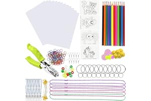 KDIMSU 224 Stück Schrumpffolie Set,Schrumpfplastik Set nthält Schrumpfkunstpapier,Locher,Ohrhaken,Broschen und Schlüsselanhänger für DIY