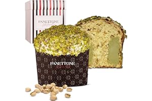 CHOCOLATÍSSIMO PANETTONE ANTONELLA Panettone Antonella Pistacho 1100 gramos | Panetone Artesano de Masa Madre relleno de Crema de Pistachos y Turrón de Jijona | Sin Conservantes Ni Colorantes | Dulce Navideño | Receta Tradicional