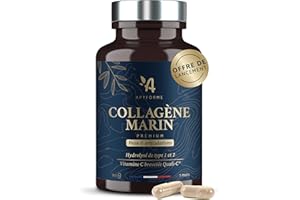 Collagene Marin + Acide Hyaluronique - Peau et Articulations - Enrichi en Vitamine C - Collagène Premium Hydrolisé Type 1 et 2-90 Gélules - Fabriqué en France par Apyforme
