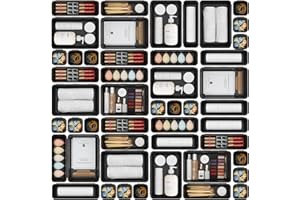 A-LuGei 32Stk Schwarz Schubladen Organizer Schublade, Schreibtisch Schubladen Ordnungssystem Büro Zubehör Werkzeug Box, Kitch