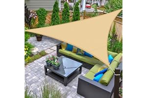 AXT SHADE Voile d'ombrage Imperméable Triangulaire 3x3x3m Toile Ombrage UV Protection pour Terrasse Jardin Extérieur-Sable