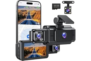 BEMKIA Dash Cam Front and Rear, UHD & 1080P Dual Dashcam Car Camera with 64GB SD Card, Wi-Fi, Night Vision, 3" IPS Display, G-Sensor, APP Control, Loop Recording for Cars, Vans, Trucks (Silver)