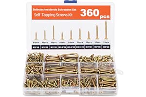 Flintronic Wood Screw, 360pcs Countersunk Wood Screws Assortment, Countersunk Self Tapping Screws, M3 M3.5 M4 M8 Screws for Wood, for DIY, Repairs & Furniture