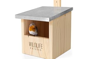 WILDLIFE FRIEND I Nesting Box Robin & Co with Metal Roof According to NABU Made of Solid Wood for - 100% Weatherproof - Half Cave for Garden Redstart, Nesting Box & Incubator for Niche Breeders