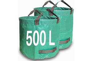 Singwow Garden Waste Bags 500L x 2 Heavy Duty Bin Bags, Reusable Garden Sacks with Handles, Ideal for Collecting Yard Waste, Plant waste grass and Leaves (500L)