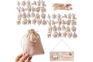 DAHI 48pcs adventskalender zahlen holz nummer 1-24 weihnachtsbasteln (braun)