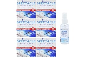 APG HEALTHCARE Healthpoint Glasses Cleaner Bundle: 312 Individually Wrapped Lens Wipes and 50ml Lens Cleaner Spray. Ideal for Spectacles, Cameras, Binoculars, and Smartphone Screens (6 Packs of 52 Wipes, Total 312)